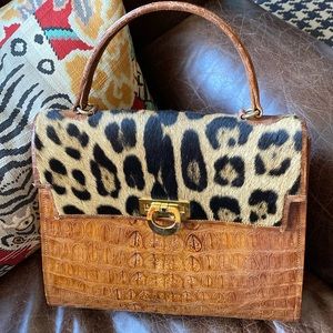 Vintage Crocodile and Leppard Jaguar Fur Purse